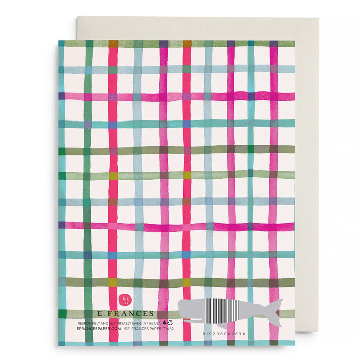 E. Frances Paper Cards Happy Plaid Thank You Greeting Card