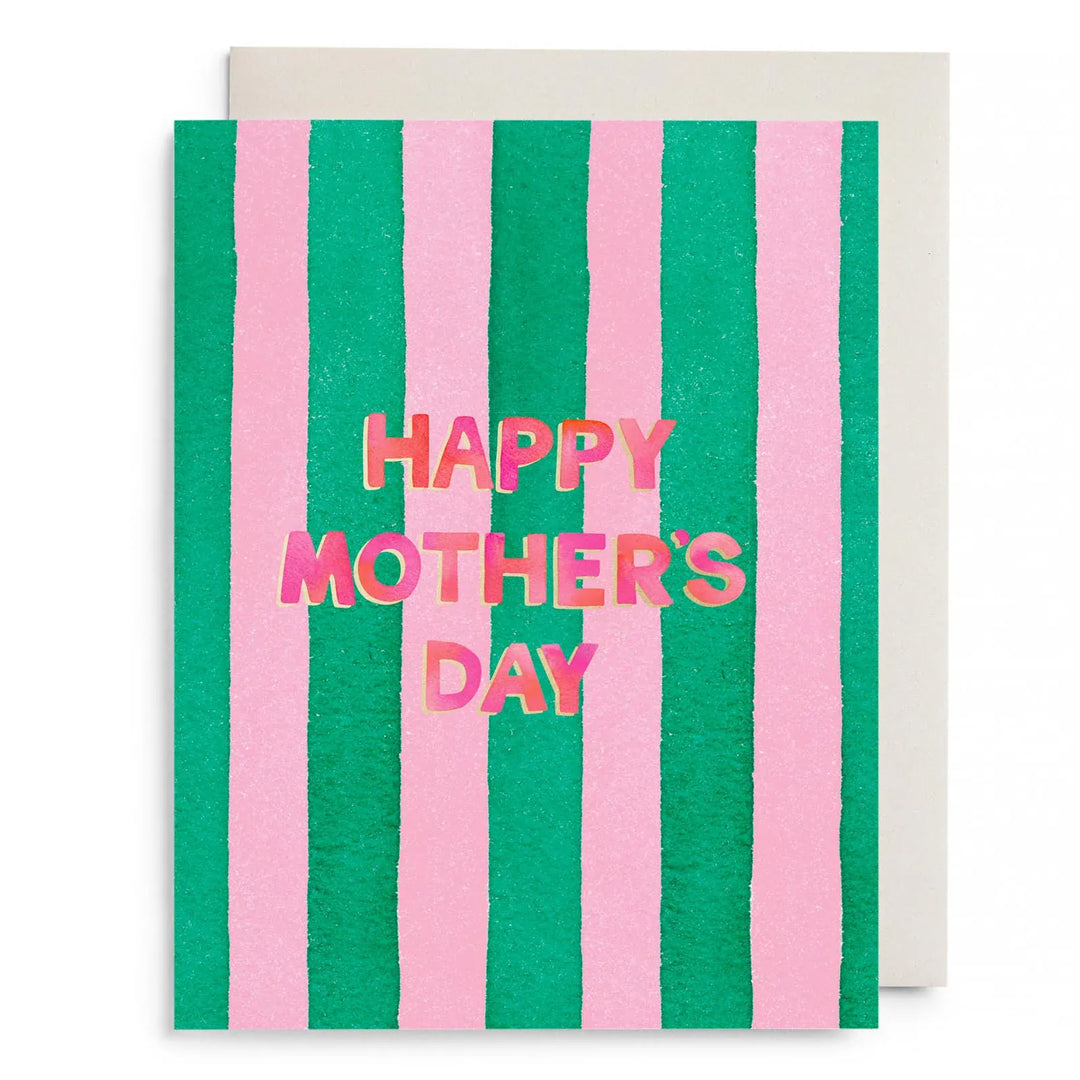 E. Frances Paper Cards Pink and Green Striped Mother's Day Greeting Card