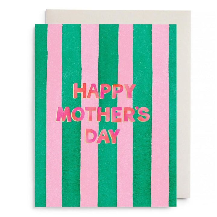 E. Frances Paper Cards Pink and Green Striped Mother's Day Greeting Card