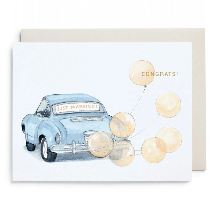 E. Frances Paper Cards Vintage Car Wedding Greeting Card