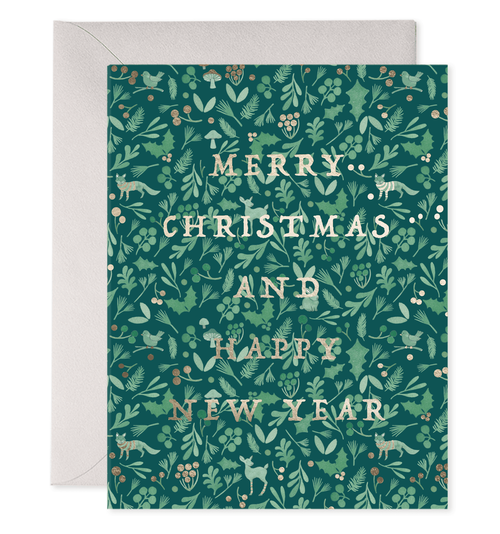 E. Frances Paper Cards Winter Forest Christmas & New Year Boxed Set of 6 Cards