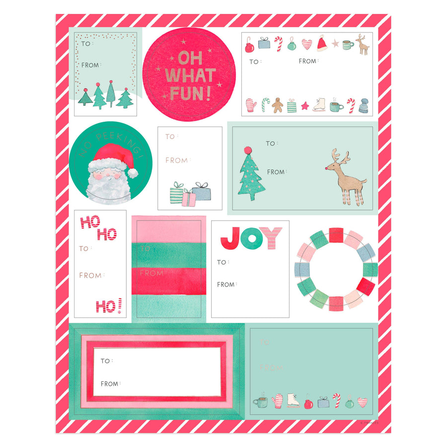 E. Frances Paper Holiday Merry Motif Gift Labels Sticker Sheets