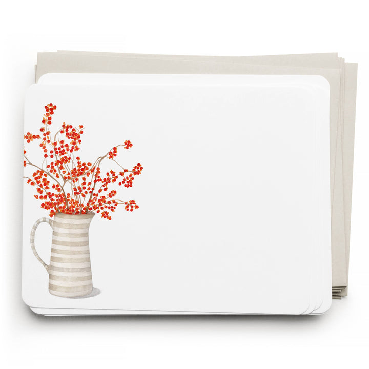 E. Frances Paper paper Autumn Berry Pitcher Flat Note Set | Fall Notecards