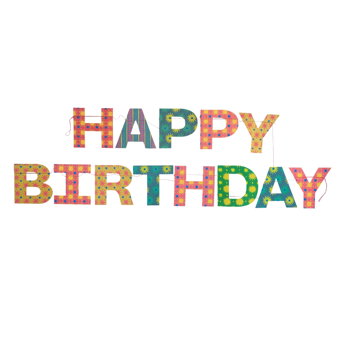 East End Press Party Bright Happy Birthday Sewn Garland