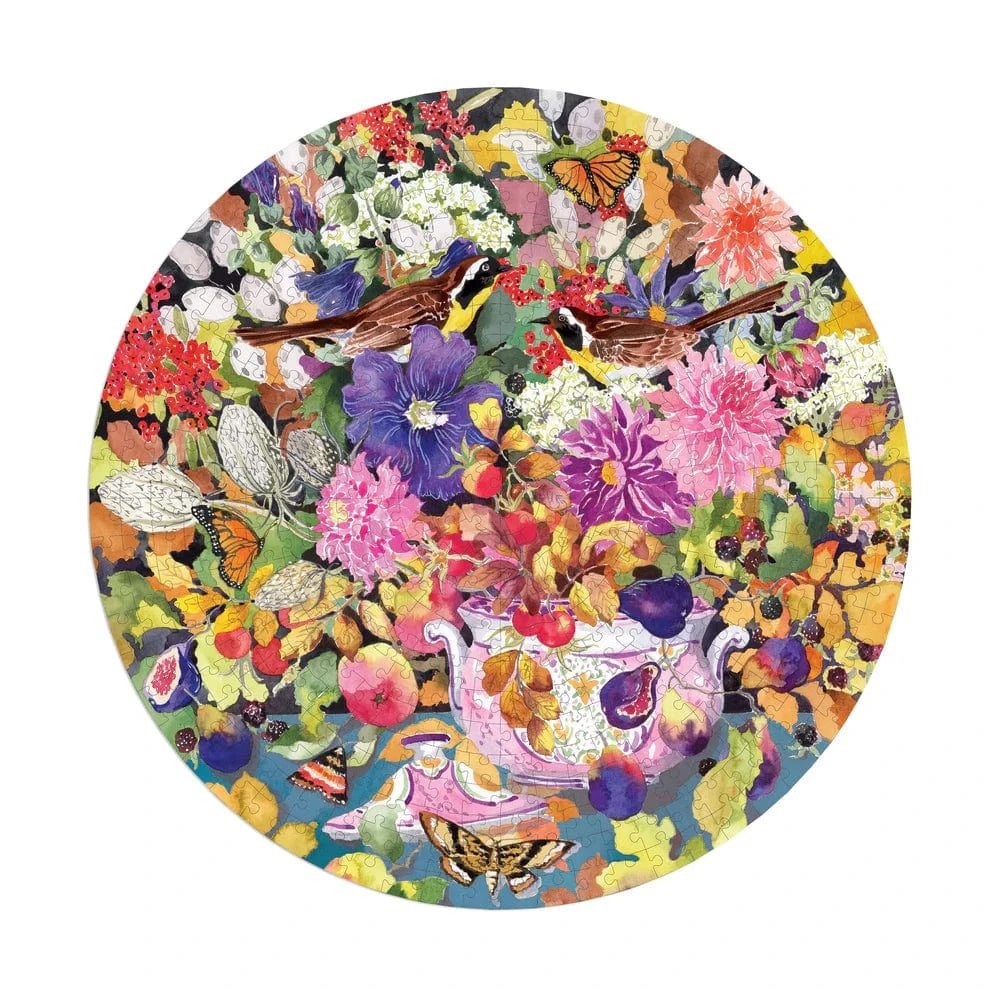eeBoo Gifts Autumn Bouquet 500 Piece Round Puzzle | eeBoo