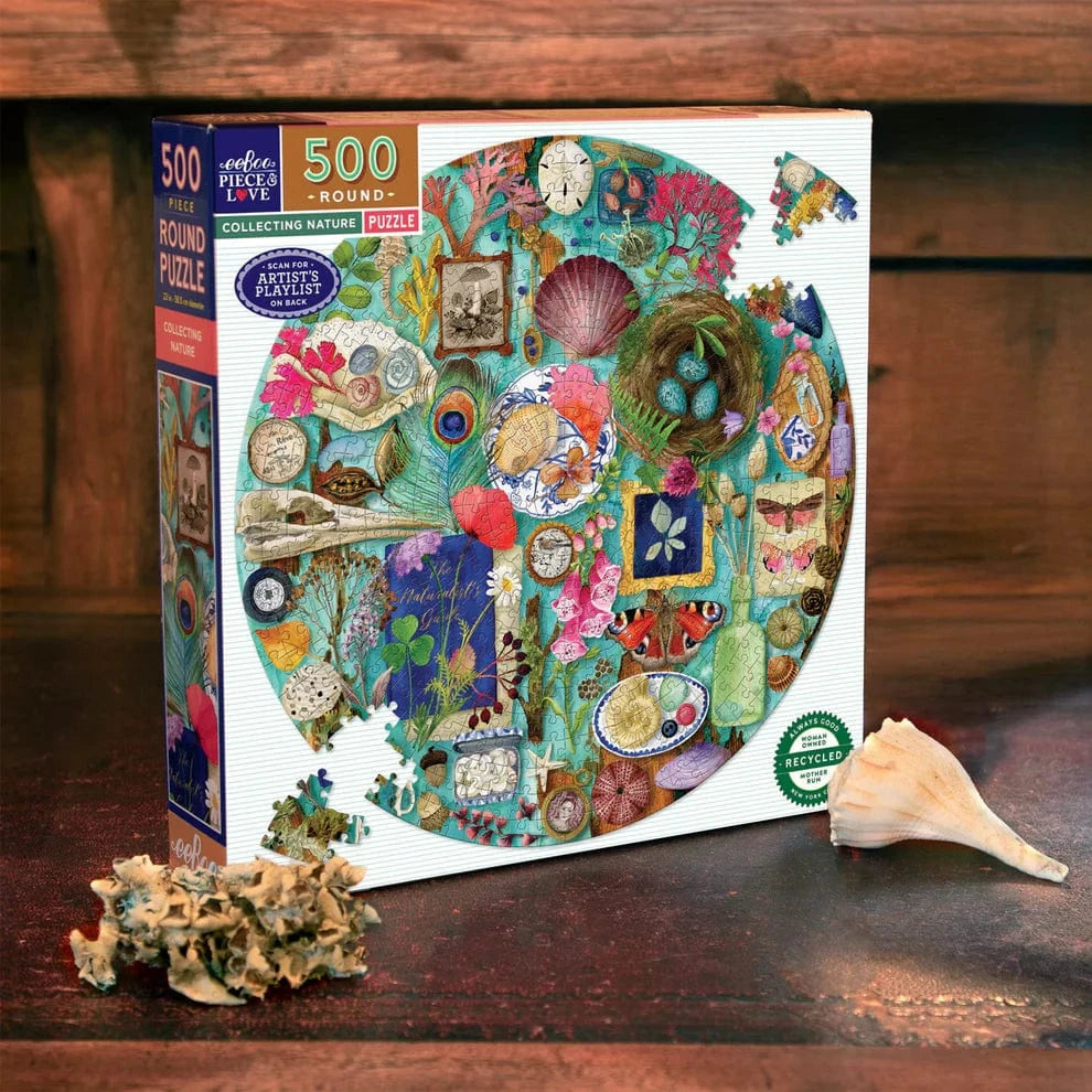 eeBoo Gifts Collecting Nature 500 Piece Round Puzzle | eeBoo