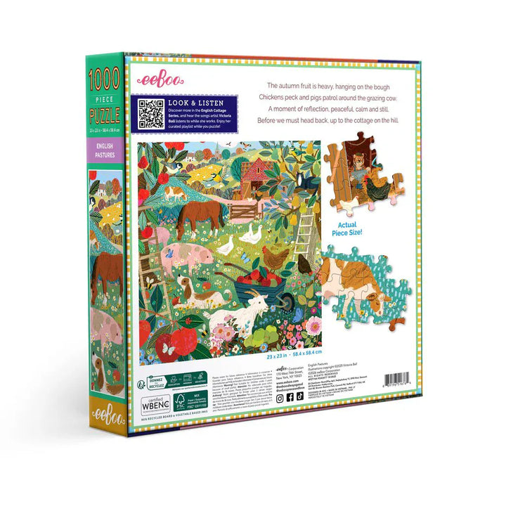 eeBoo Gifts English Pastures 1000 Piece Puzzle | eeBoo