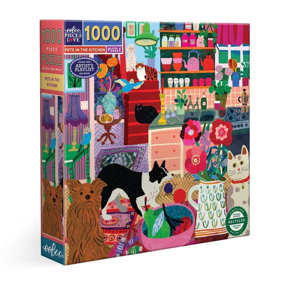 eeBoo Gifts Pets in the Kitchen 1000 Piece Puzzle | eeBoo