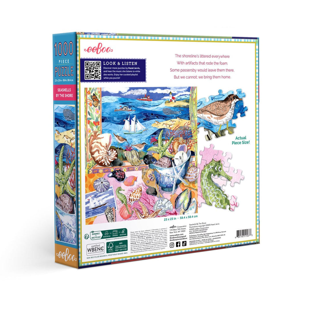 eeBoo Gifts Seashells by the Shore 1000 Sq Puzzle | eeBoo