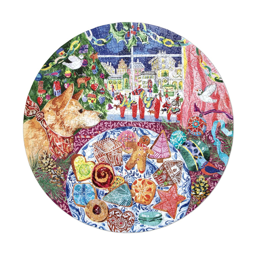 Eeboo Holiday Christmas Cookies 500 Round Puzzle | eeBoo