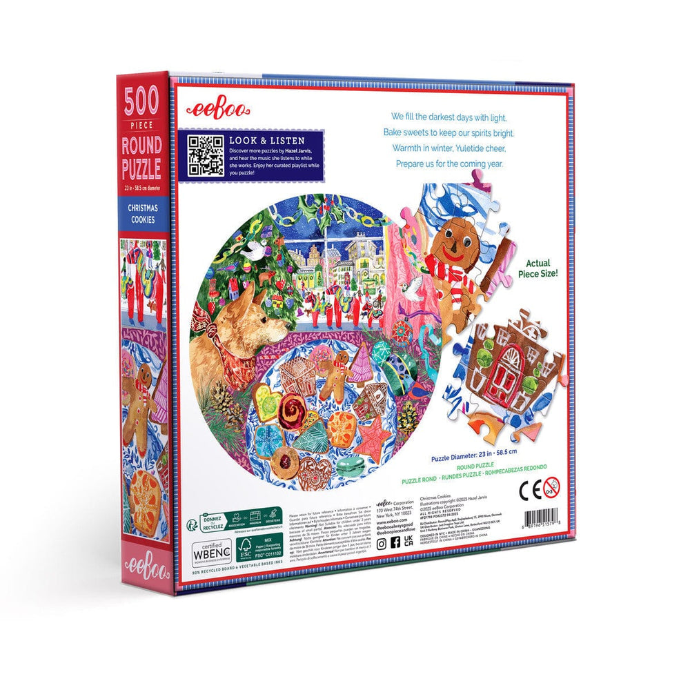 Eeboo Holiday Christmas Cookies 500 Round Puzzle | eeBoo