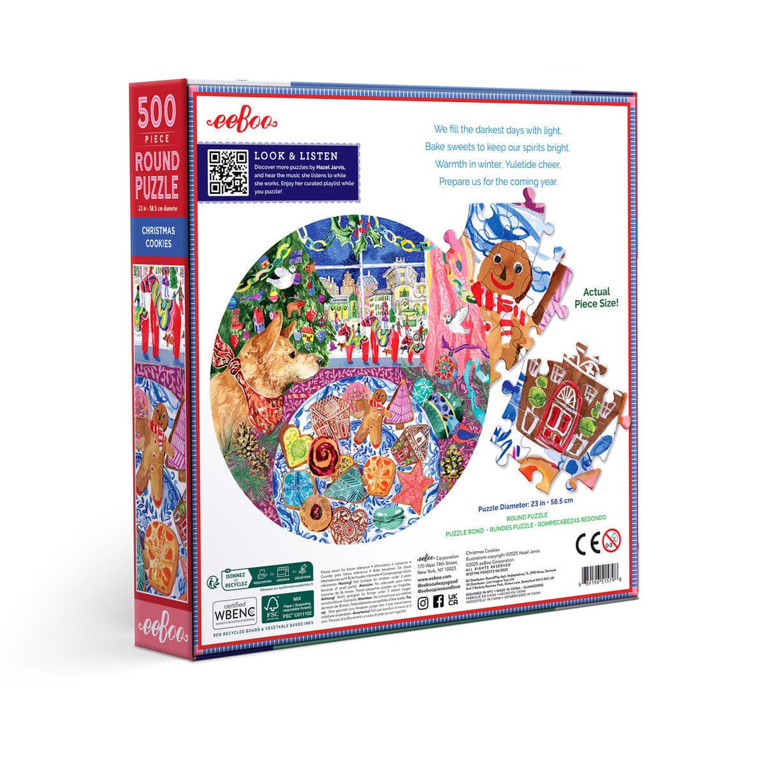 Eeboo Holiday Christmas Cookies 500 Round Puzzle | eeBoo