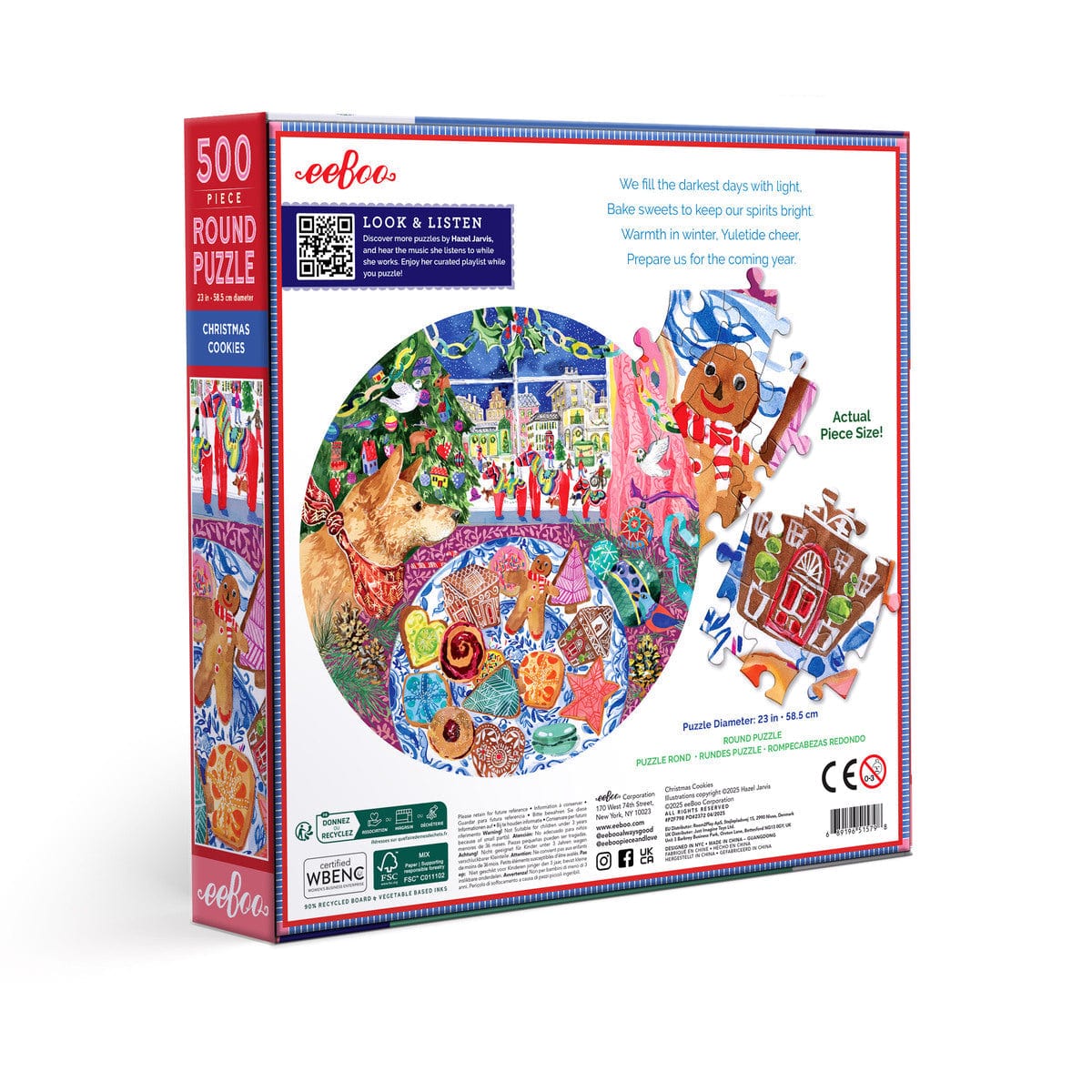 Eeboo Holiday Christmas Cookies 500 Round Puzzle | eeBoo