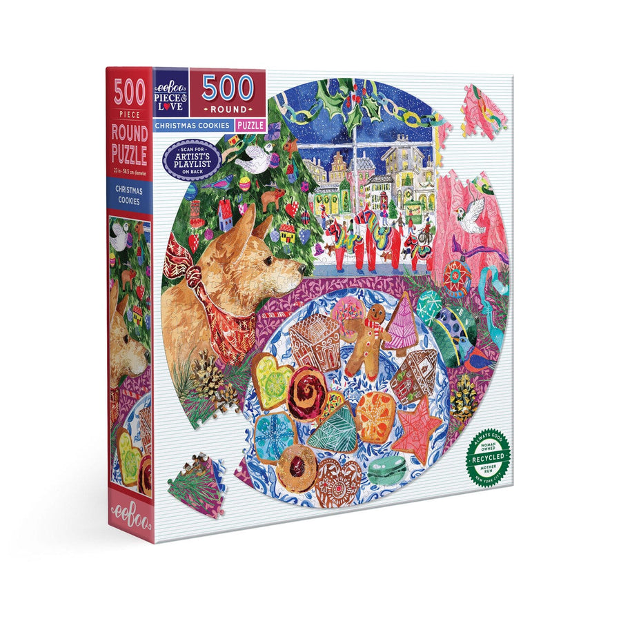 Eeboo Holiday Christmas Cookies 500 Round Puzzle | eeBoo