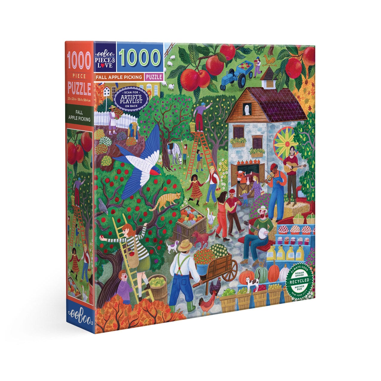 eeBoo Holiday Fall Apple Picking 1000 Sq Puzzle | eeBoo