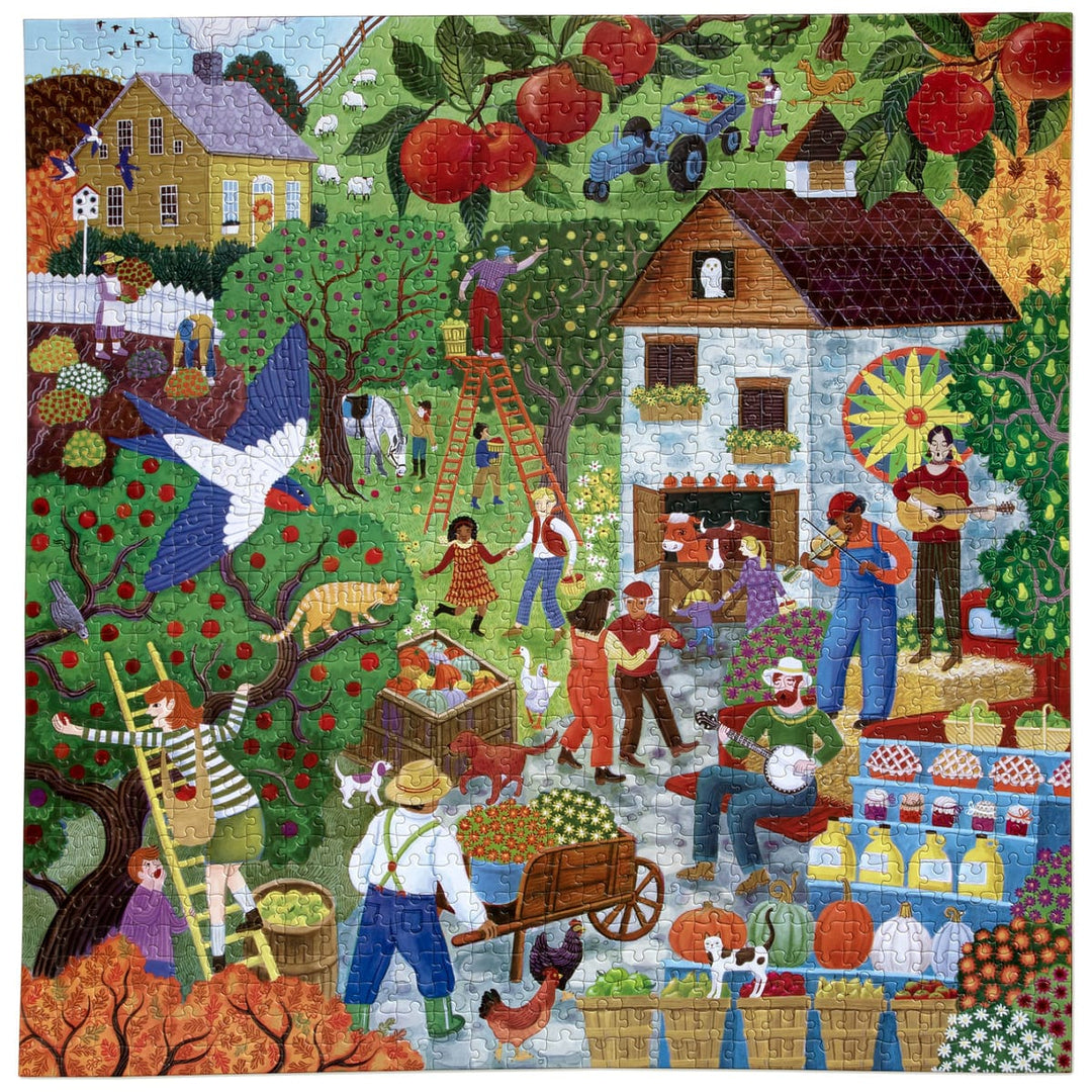 eeBoo Holiday Fall Apple Picking 1000 Sq Puzzle | eeBoo