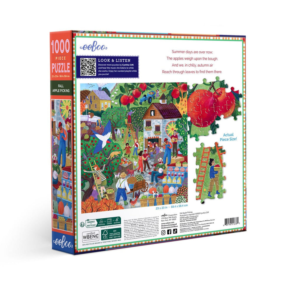 eeBoo Holiday Fall Apple Picking 1000 Sq Puzzle | eeBoo