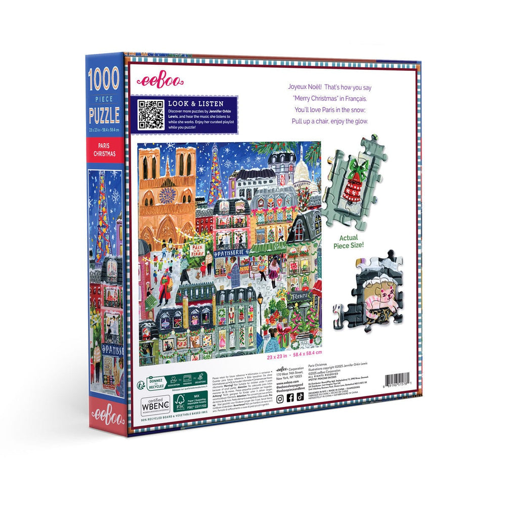 eeBoo Holiday Paris Christmas 1000 Sq Puzzle | eeBoo