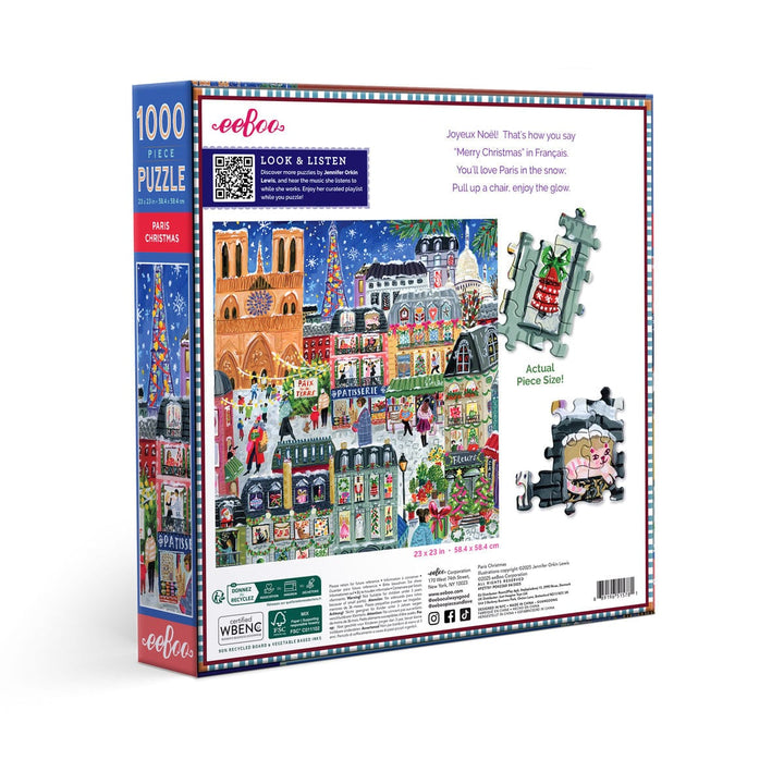 eeBoo Holiday Paris Christmas 1000 Sq Puzzle | eeBoo