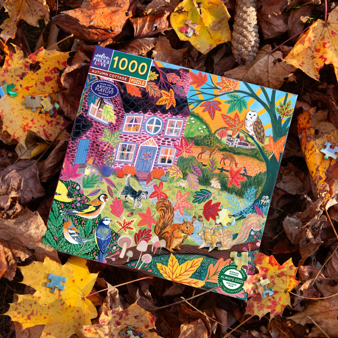 eeBoo Jigsaw Puzzles Autumn Cottage 1000 Pc | eeBoo