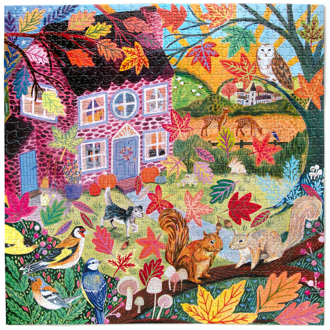 eeBoo Jigsaw Puzzles Autumn Cottage 1000 Pc | eeBoo