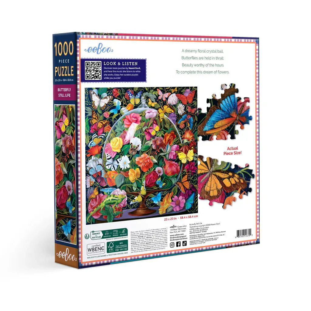 Eeboo Puzzle Butterfly Still Life 1000 Piece Puzzle | eeBoo