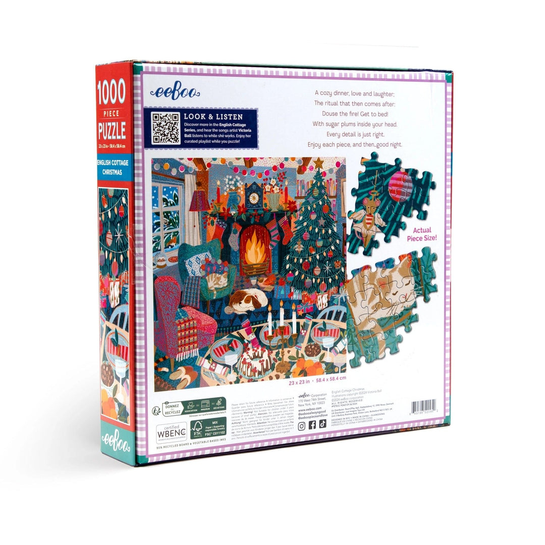 eeBoo Puzzle English Cottage Christmas 1000 Piece Puzzle | eeBoo