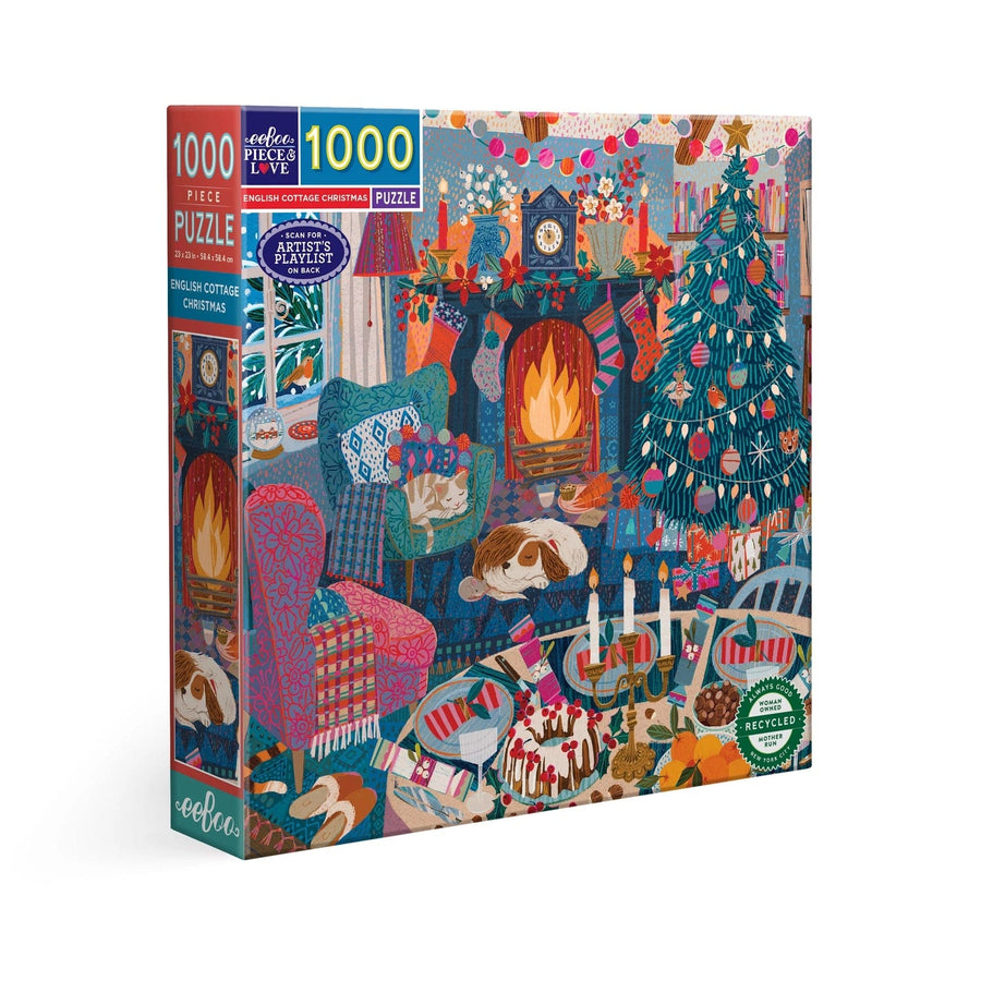 eeBoo Puzzle English Cottage Christmas 1000 Piece Puzzle | eeBoo