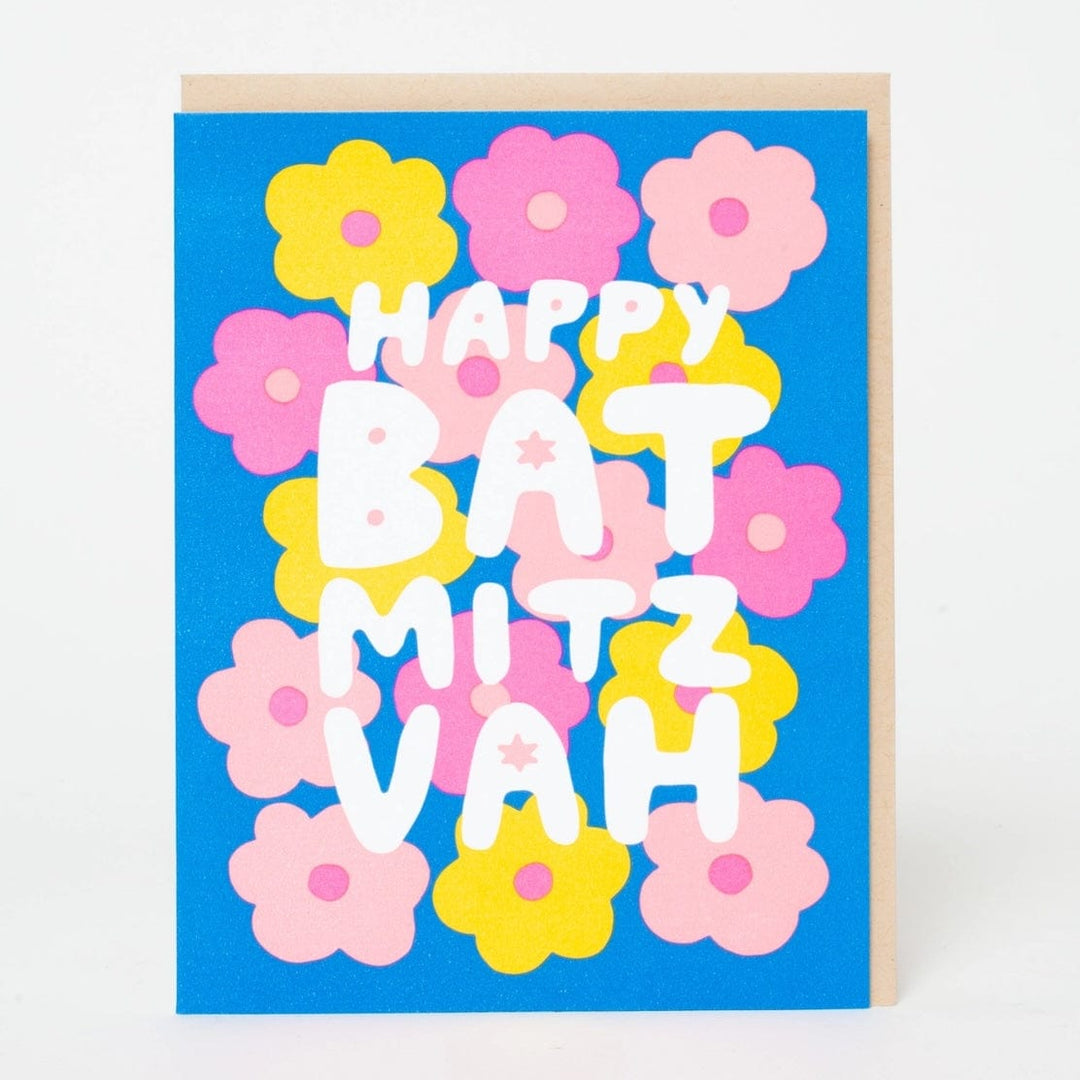 Egg Press Card Bat Mitzvah Flowers Letterpress Greeting Card