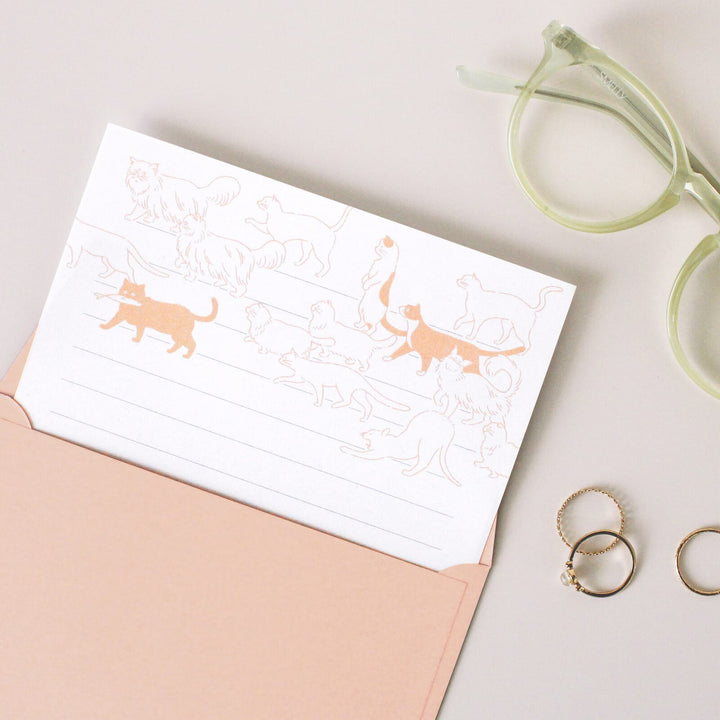El Commun Paper Ah La La Letterpress Cats Letter Set
