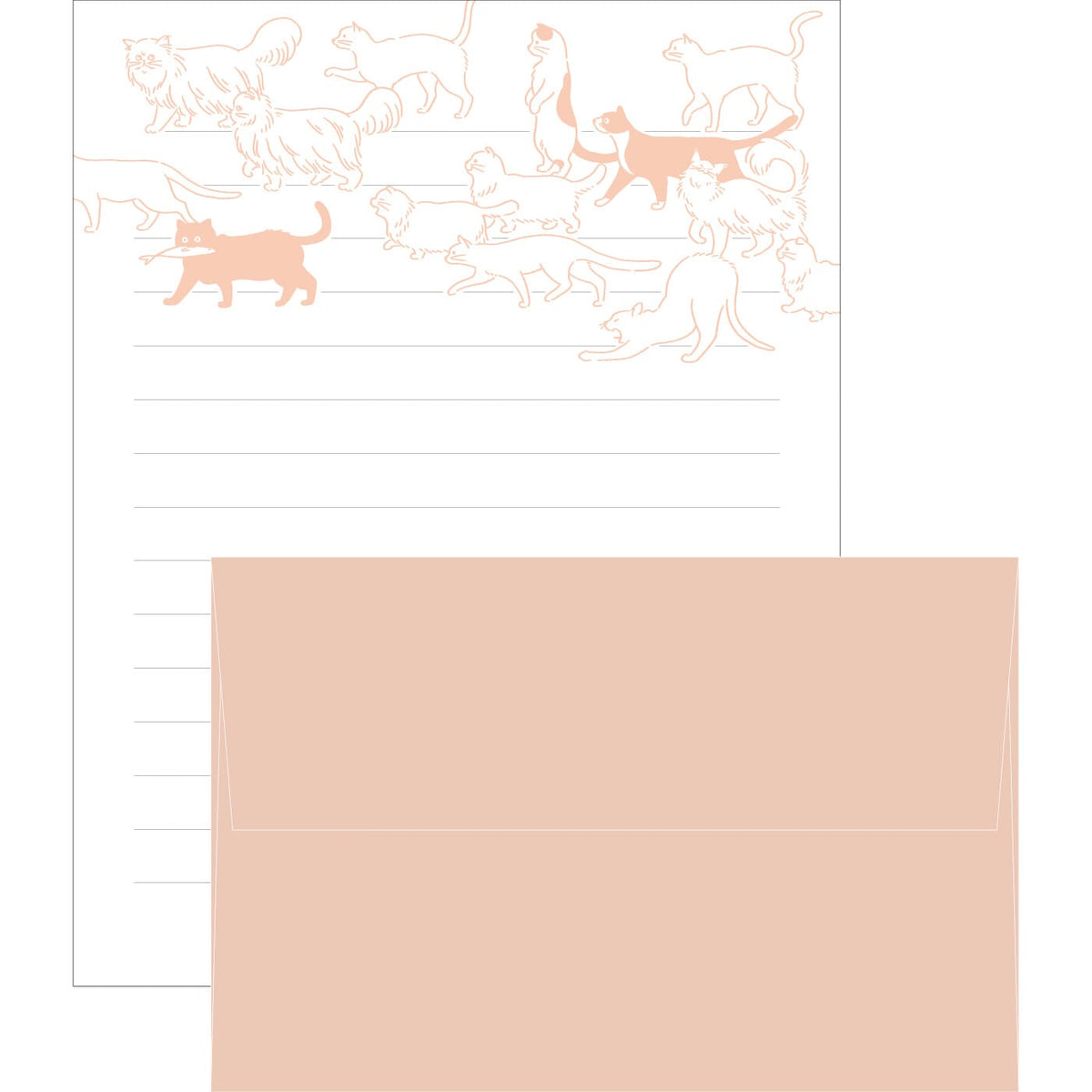 El Commun Paper Ah La La Letterpress Cats Letter Set