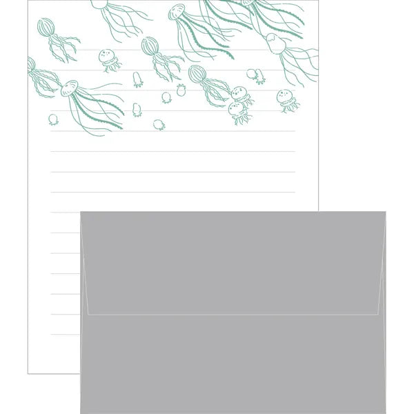El Commun Paper Ah La La Letterpress Jellyfish Letter Set