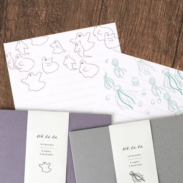 El Commun Paper Ah La La Letterpress Jellyfish Letter Set
