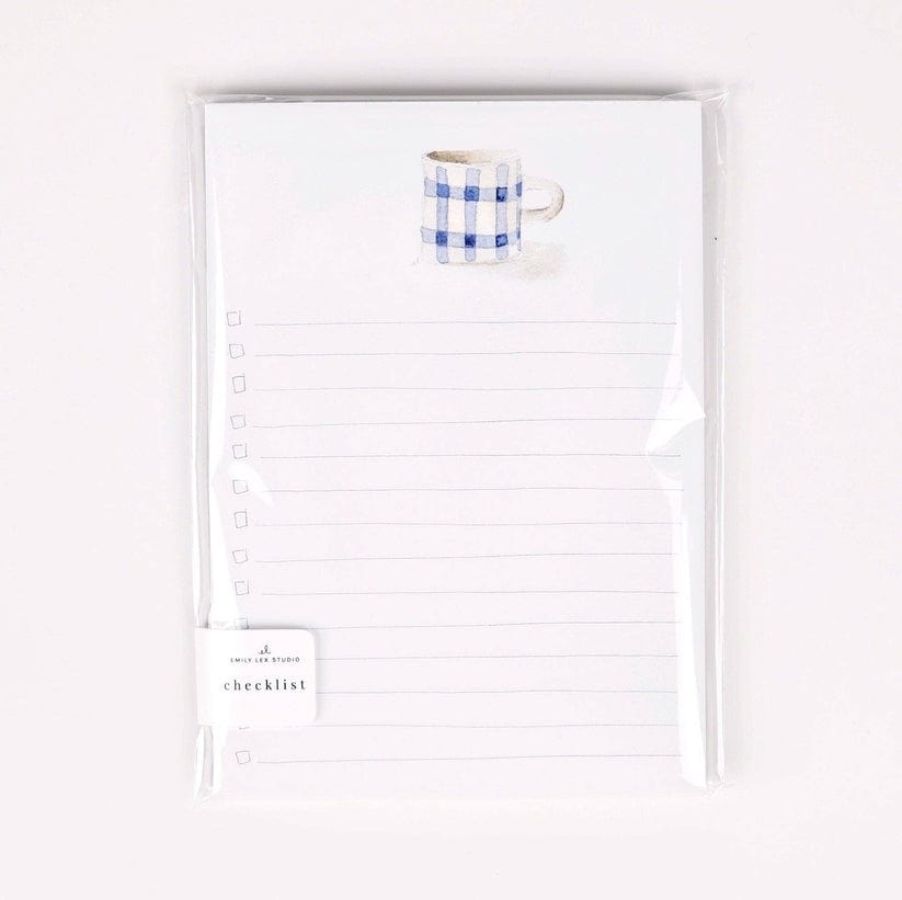 Emily Lex Notepad Checklist Notepad - Gingham Mug