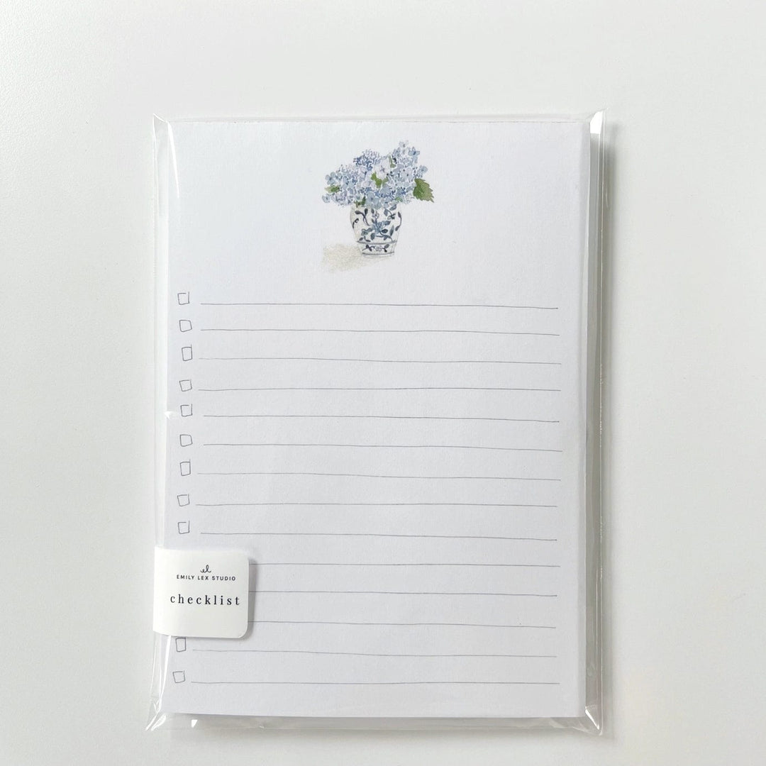 Emily Lex Notepad Checklist Notepad - Hydrangea Bouquet