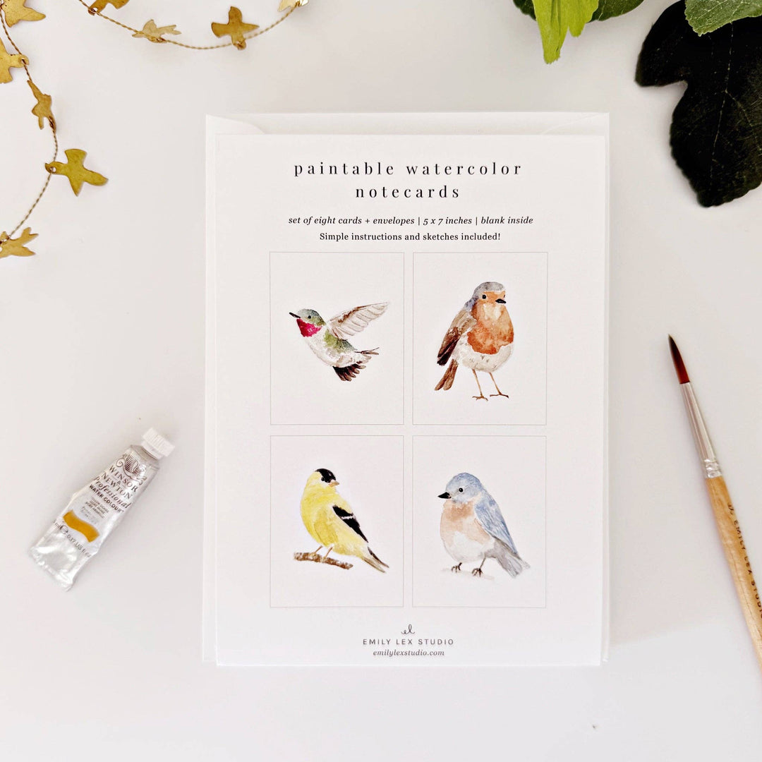 emily lex studio Cards Backyard birds paintable notecards
