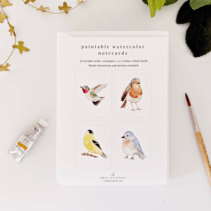 emily lex studio Cards Backyard birds paintable notecards