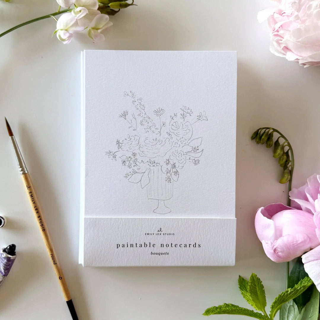 emily lex studio Cards Bouquets Paintable Watercolor Notecard Set