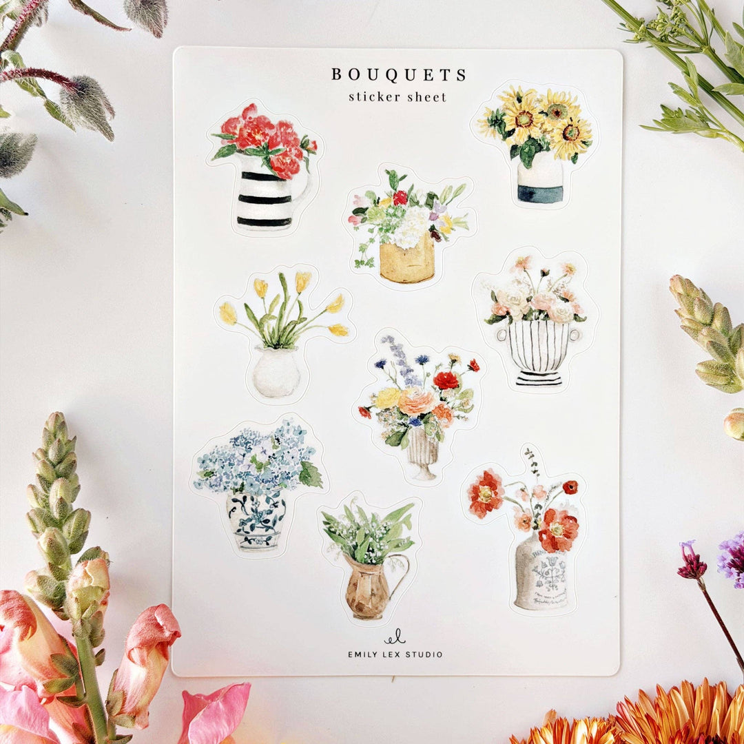 emily lex studio Cards Bouquets sticker sheets