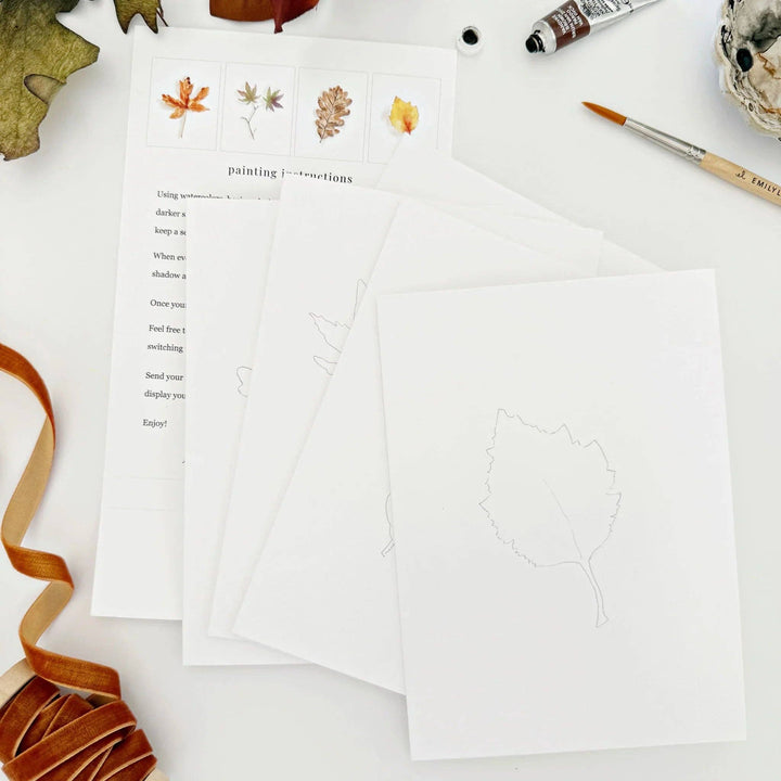 emily lex studio Cards Fall Leaves Paintable Watercolor Notecard Set