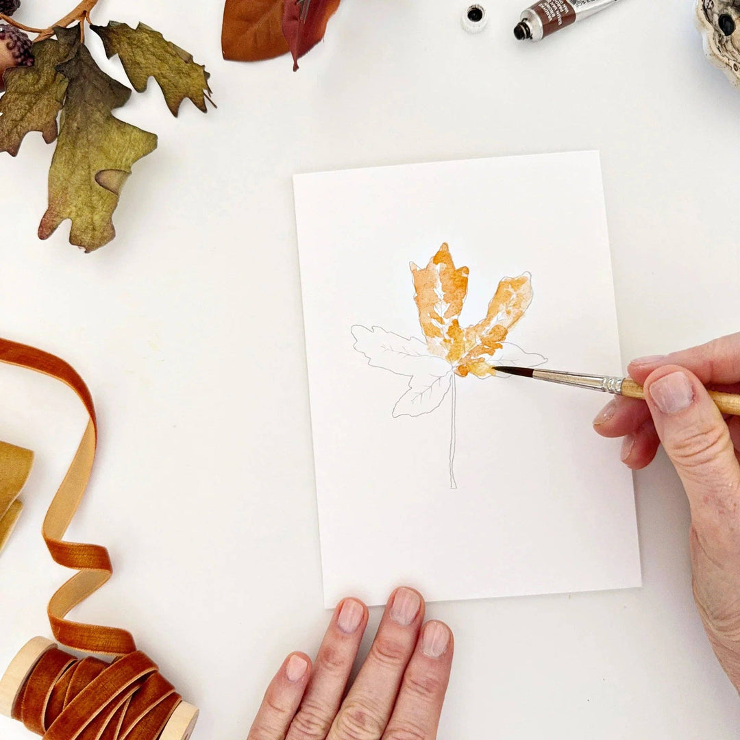 emily lex studio Cards Fall Leaves Paintable Watercolor Notecard Set