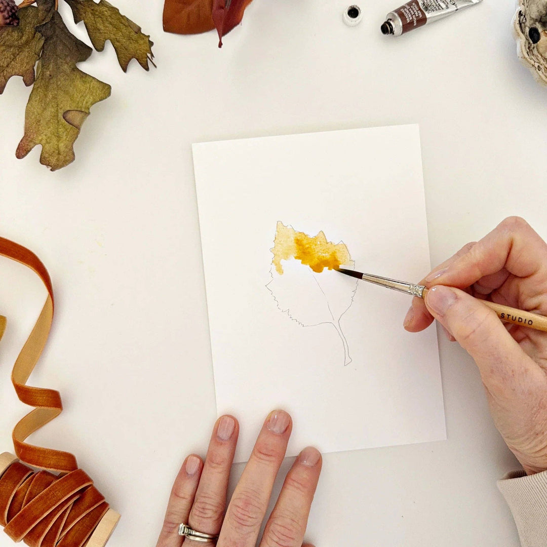 emily lex studio Cards Fall Leaves Paintable Watercolor Notecard Set