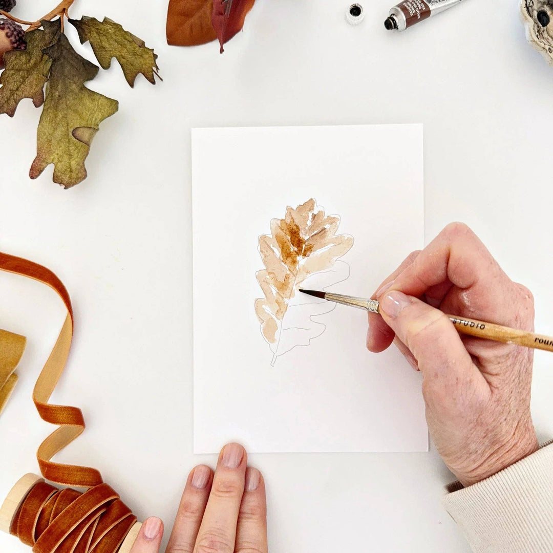 emily lex studio Cards Fall Leaves Paintable Watercolor Notecard Set