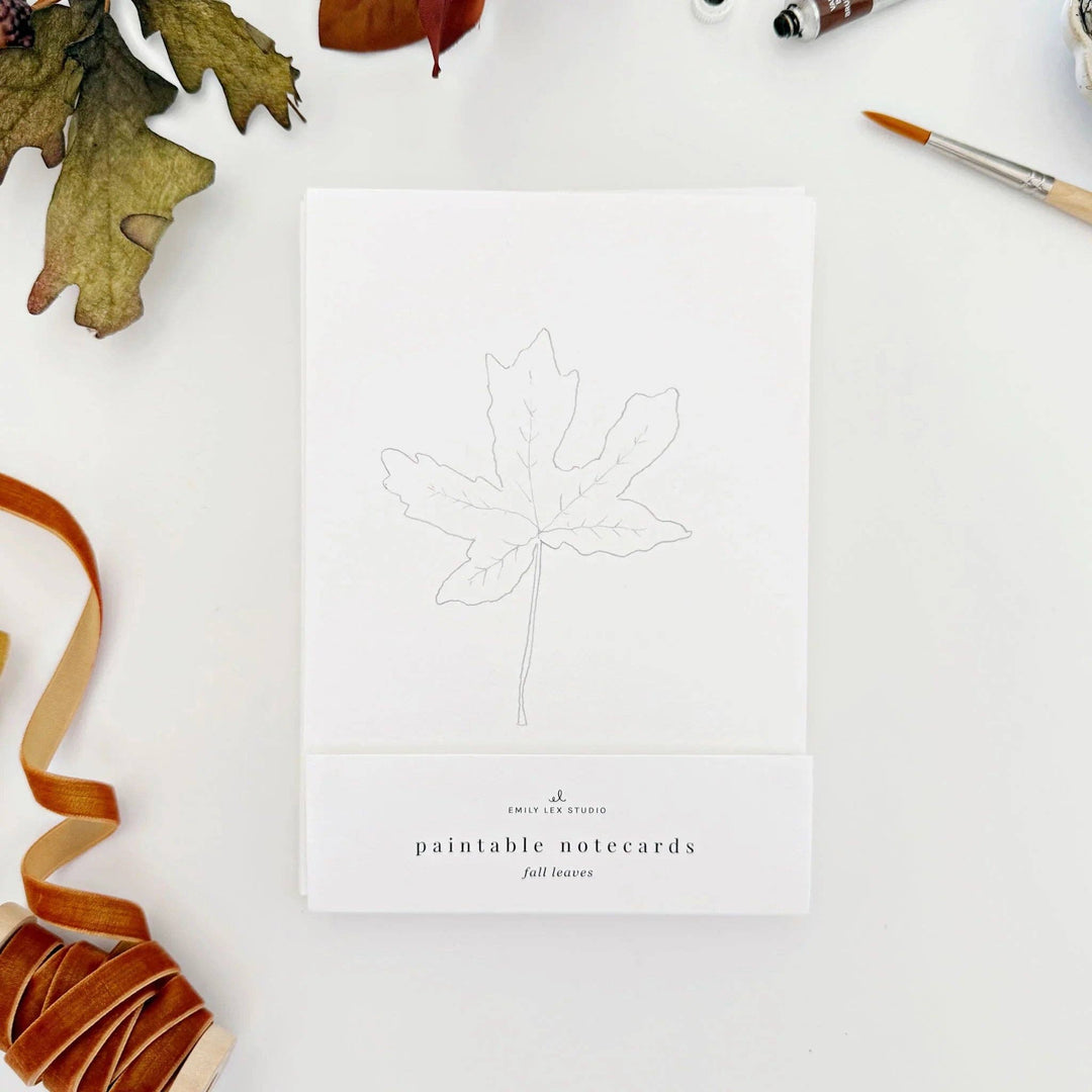emily lex studio Cards Fall Leaves Paintable Watercolor Notecard Set