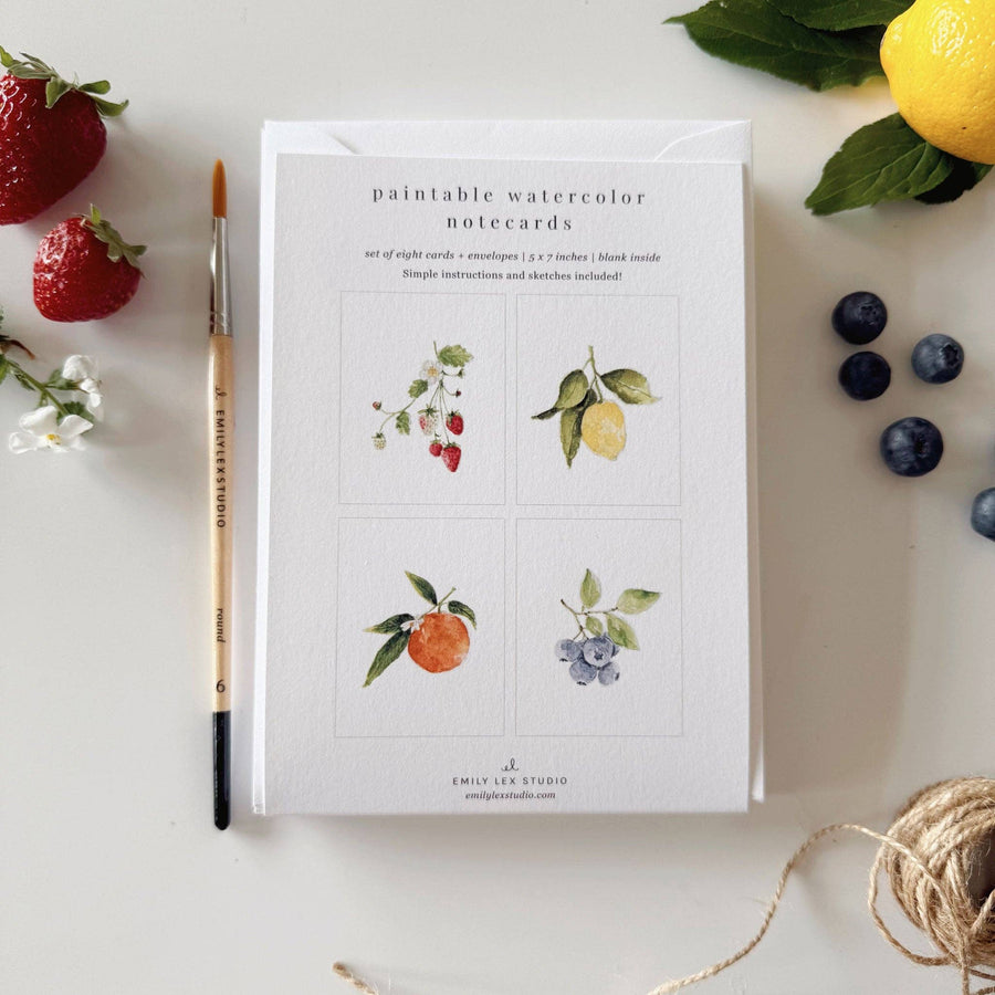 emily lex studio Cards Fruit paintable notecards