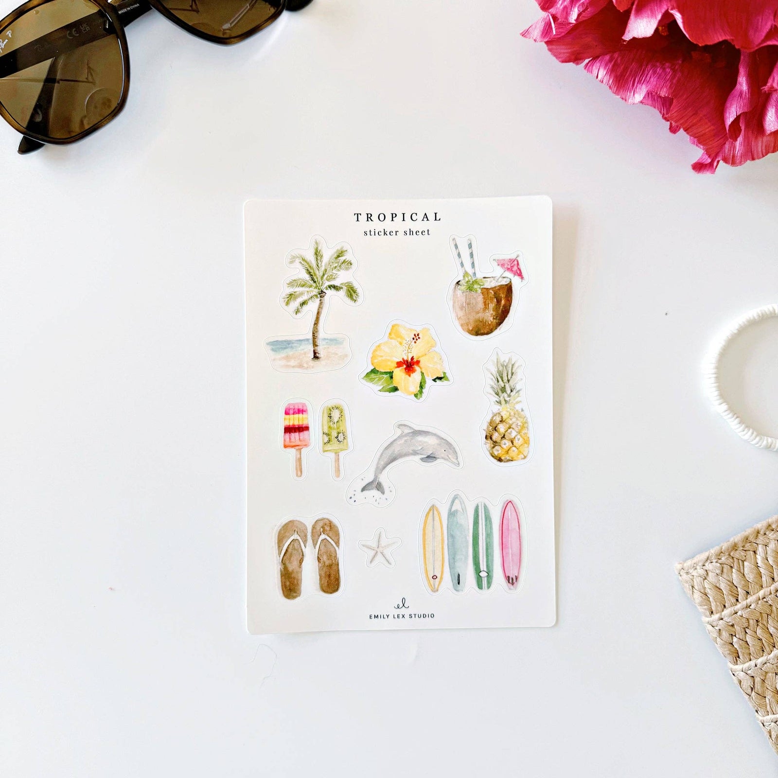 emily lex studio Cards Tropical sticker sheets