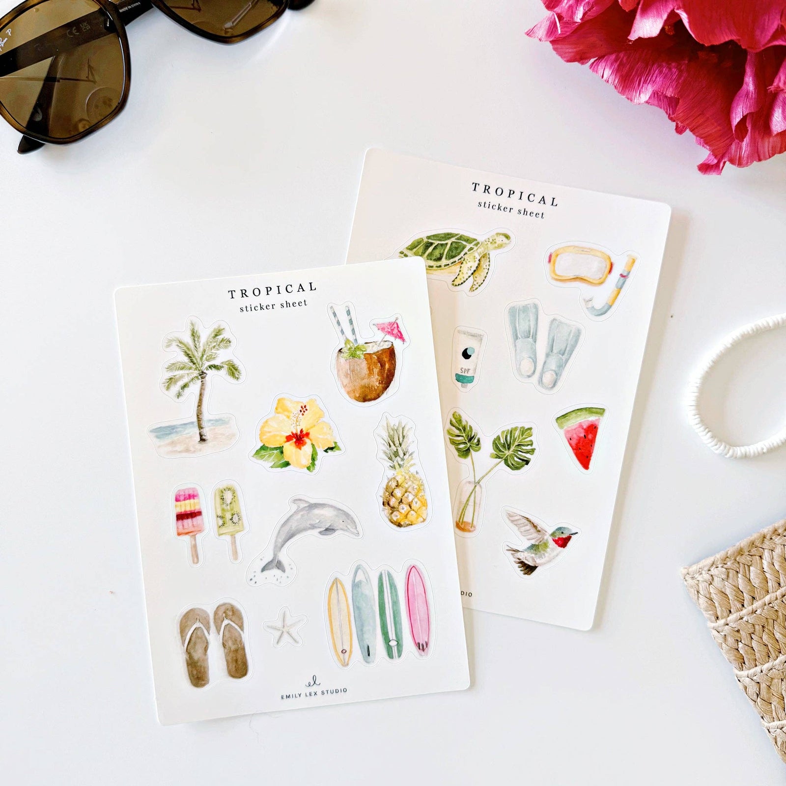 emily lex studio Cards Tropical sticker sheets