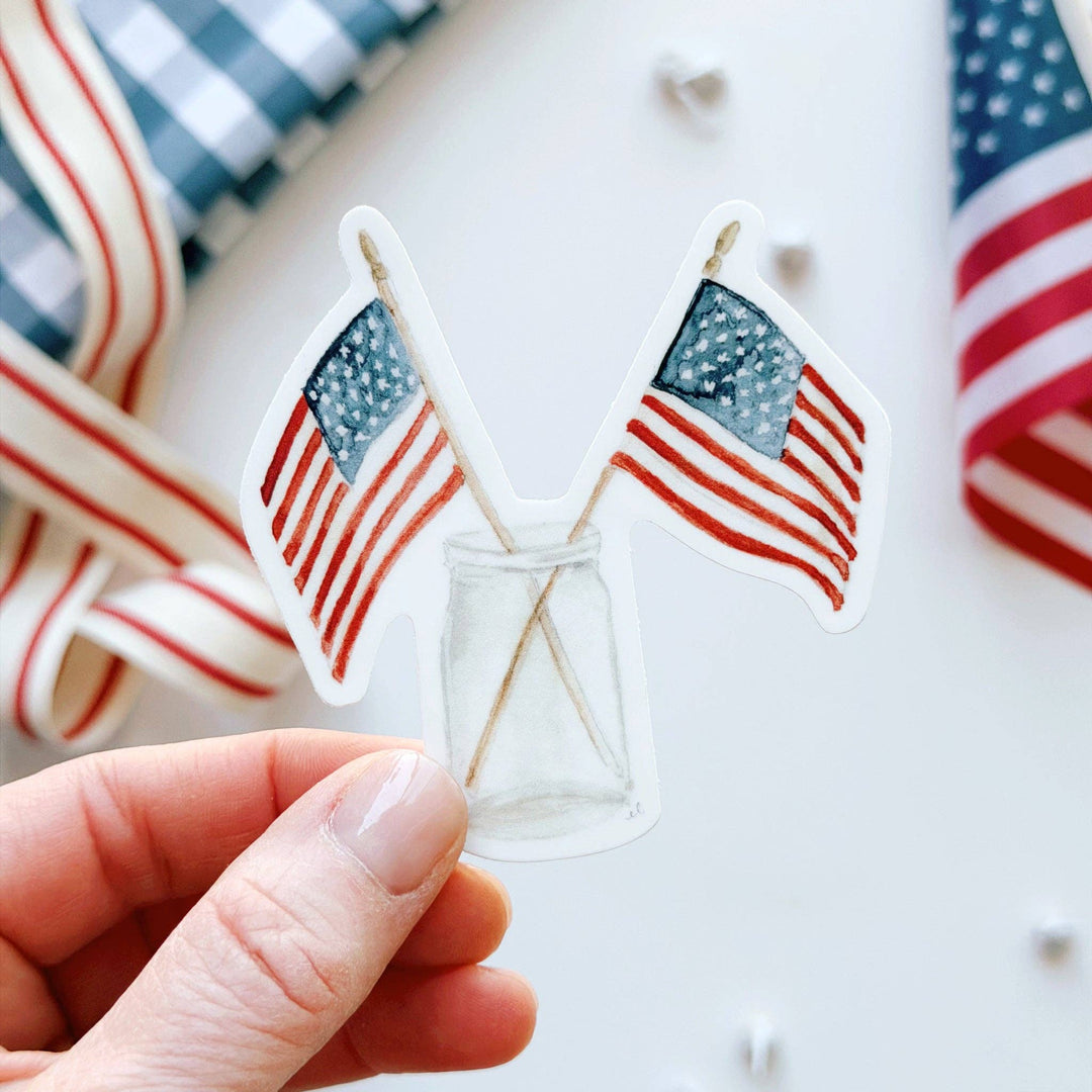 emily lex studio Cards Two Flags Sticker