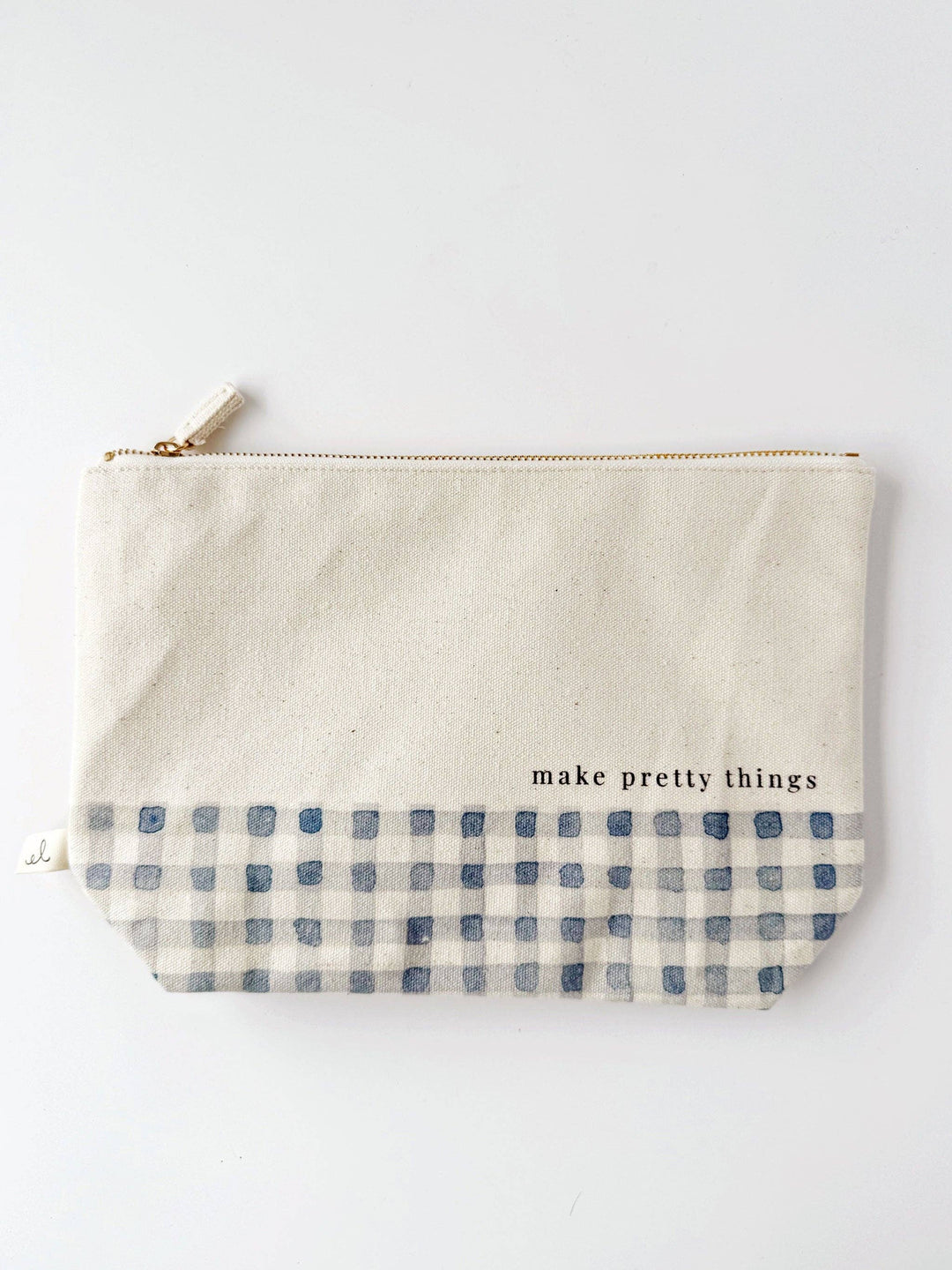 emily lex studio Fashion Canvas zipper pouch "make pretty things" gingham