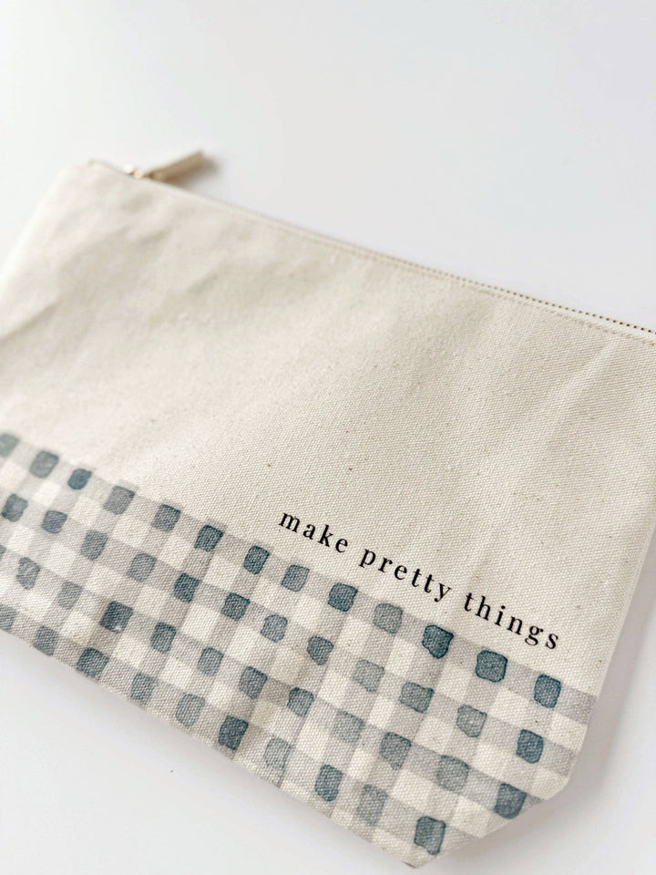 emily lex studio Fashion Canvas zipper pouch "make pretty things" gingham